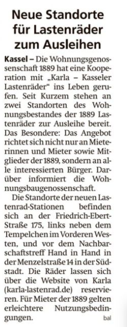 HNA zum Standort KARLA in der Südstadt.